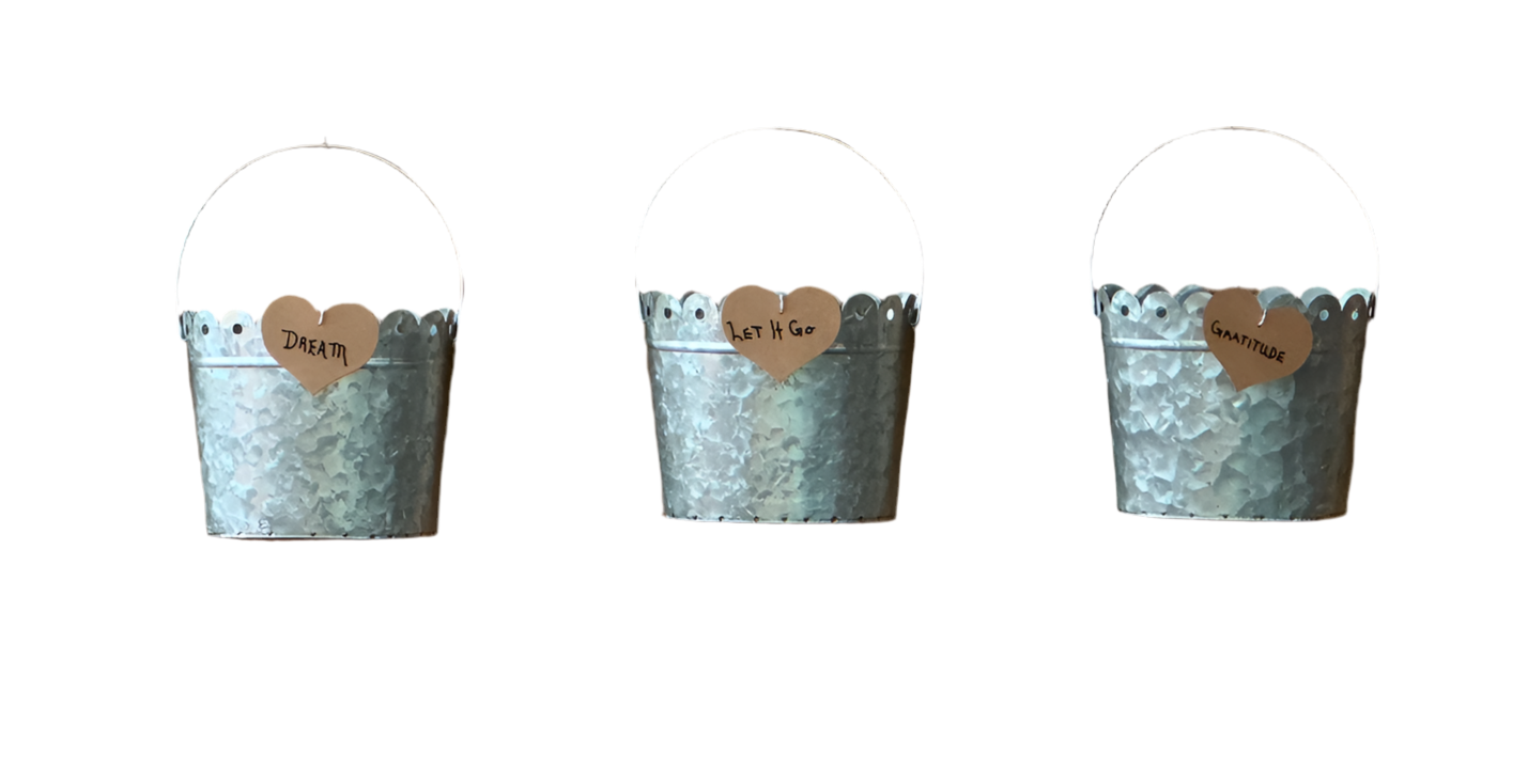 Best Life Buckets - Set of 3 Half Pails - Dream, Let It Go, Gratitude